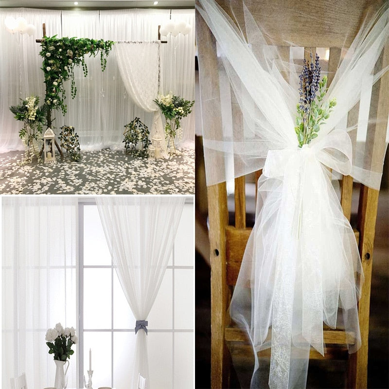 10m Crystal Tulle White Spool Sheer Organza Tulle Fabric for Wedding tulle Mariage Arch Decoration Party DIY Tulle Table Skirt