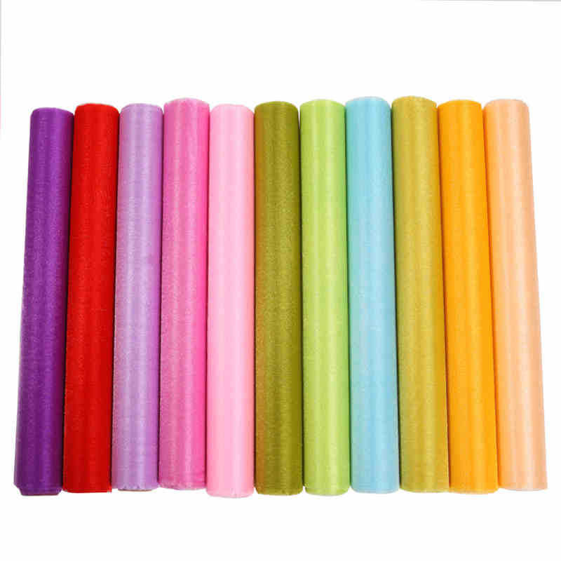 48CMx5M Tulle Roll Crystal Fabric Organza Tulle Roll Spool Wedding Decoration Birthday Party Kids Baby Shower Decoration Mariage