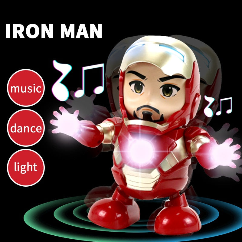 New LED Light Music Dancing spiderman Electric Robot Toy Children Iron Man Bumblebee Electronique for Boy Kid birthday gift