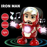 New LED Light Music Dancing spiderman Electric Robot Toy Children Iron Man Bumblebee Electronique for Boy Kid birthday gift