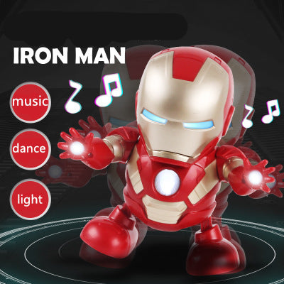 New LED Light Music Dancing spiderman Electric Robot Toy Children Iron Man Bumblebee Electronique for Boy Kid birthday gift