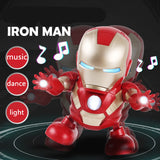 New LED Light Music Dancing spiderman Electric Robot Toy Children Iron Man Bumblebee Electronique for Boy Kid birthday gift