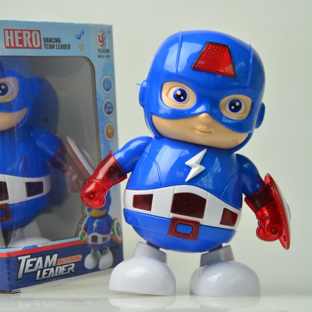 New LED Light Music Dancing spiderman Electric Robot Toy Children Iron Man Bumblebee Electronique for Boy Kid birthday gift