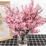 Silk Gypsophila Artificial Flowers for Decoration Home Plastic Stem Bride Wedding Bouquet Mariage Cherry Blossom Fake Flower DIY
