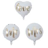3pcs 18inch Round White Gold Glitter Print Mr&Mrs LOVE Foil Balloons Bride Mariage Wedding Decor Valentine's Day Event  Supplies