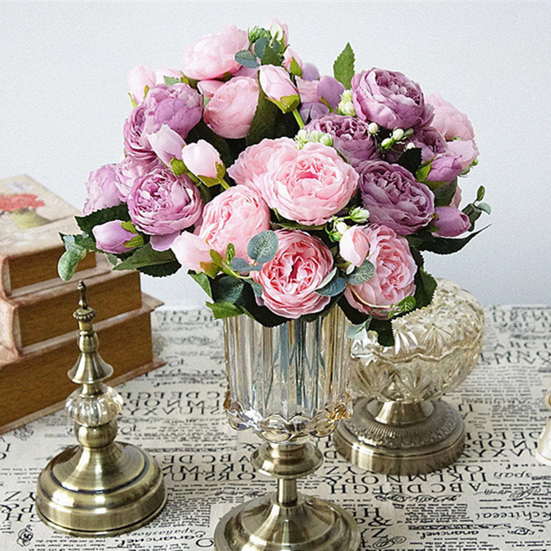 Beautiful Rose Peony Artificial Silk Flowers small bouquet flores home party spring wedding decoration mariage fake Flower