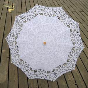 Lace Sun Umbrella Parasol Embroidery Bride Umbrella White Ivory Wedding Umbrella Ombrelle Dentelle Parapluie Mariage Decorative