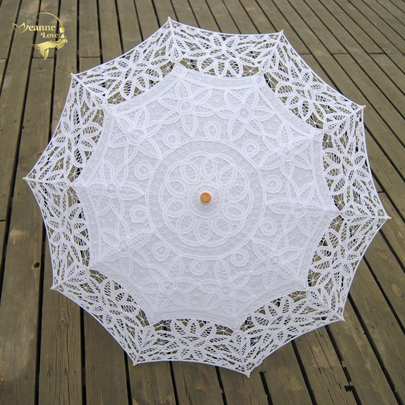 Lace Sun Umbrella Parasol Embroidery Bride Umbrella White Ivory Wedding Umbrella Ombrelle Dentelle Parapluie Mariage Decorative