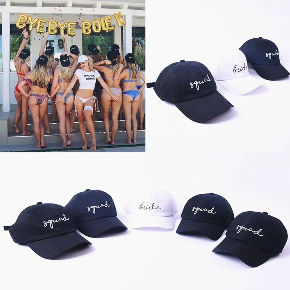 Bachelorette Party Baseball Cap Men and Women SQUAD BRIDE Trucker Hats Basebal Caps for Wedding Bride Party Decoration Mariage