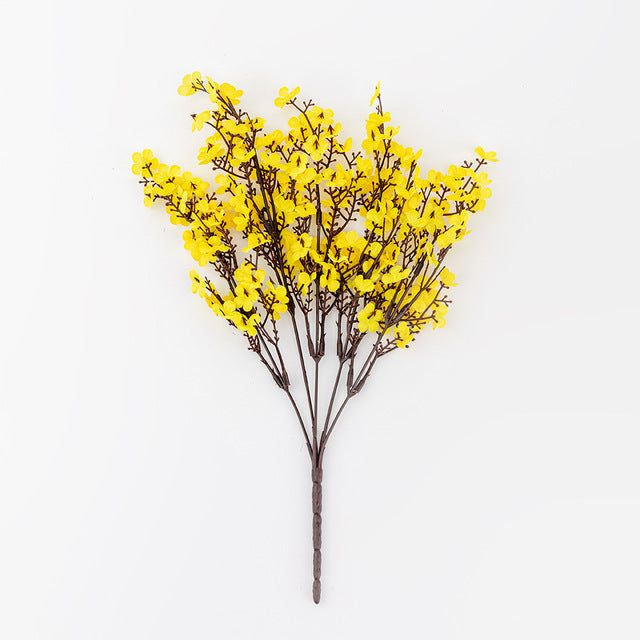 Silk Gypsophila Artificial Flowers for Decoration Home Plastic Stem Bride Wedding Bouquet Mariage Cherry Blossom Fake Flower DIY