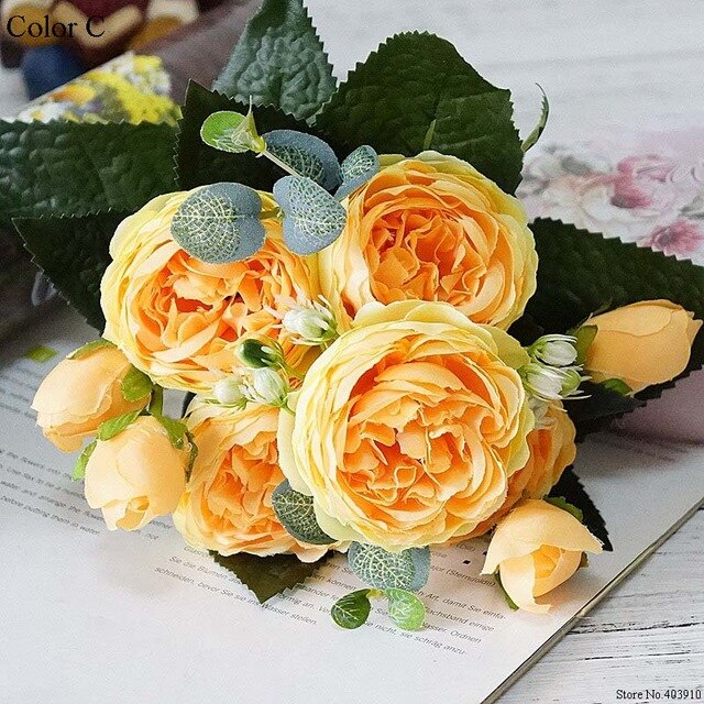 2019 Beautiful Rose Peony Artificial Silk Flowers small bouquet flores home party spring wedding decoration mariage fake Flower