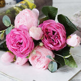 2019 Beautiful Rose Peony Artificial Silk Flowers small bouquet flores home party spring wedding decoration mariage fake Flower