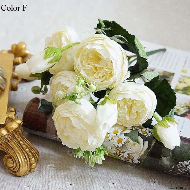 2019 Beautiful Rose Peony Artificial Silk Flowers small bouquet flores home party spring wedding decoration mariage fake Flower