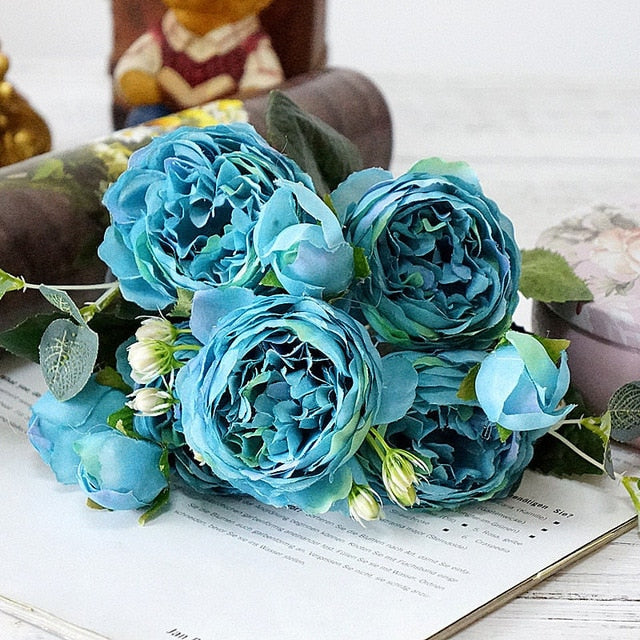 Beautiful Rose Peony Artificial Silk Flowers small bouquet flores home party spring wedding decoration mariage fake Flower