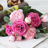 Beautiful Rose Peony Artificial Silk Flowers small bouquet flores home party spring wedding decoration mariage fake Flower