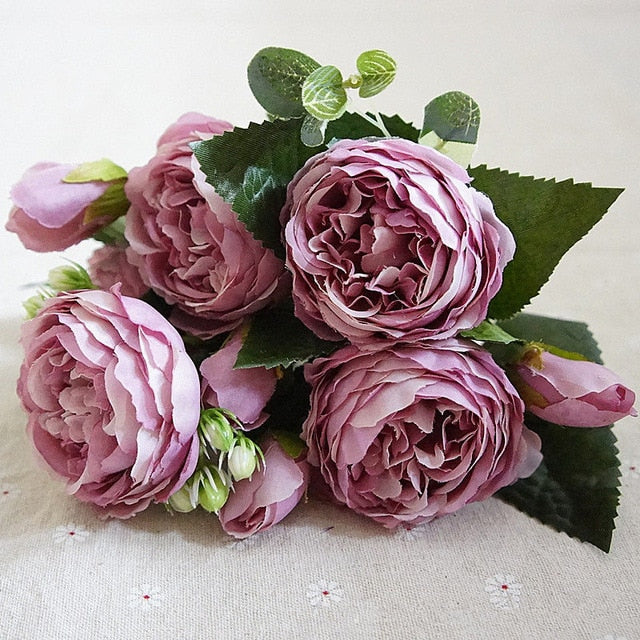 Beautiful Rose Peony Artificial Silk Flowers small bouquet flores home party spring wedding decoration mariage fake Flower