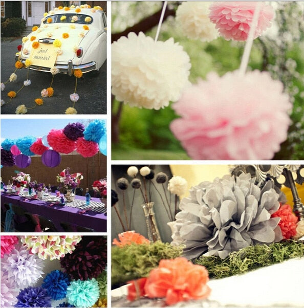 10 pcs 4 inches 10 cm Tissue Paper Pom Poms Flowers Balls baby Shower Party Decoration pompoms pompom ball festival Mariage
