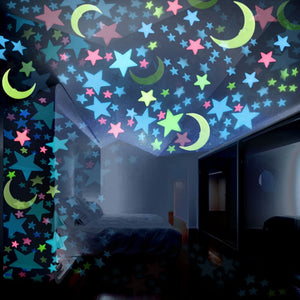 Wall-Stickers Decoration Maison Decorative 3D Starry Bedroom Accessories Luminous Star  Wall For Kids Room Fluorescent Stars