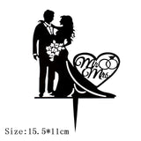 Cakelove 1Pcs Wedding Cake Topper Bride Groom Mr Mrs Acrylic Black Gold Cake Toppers Wedding Decoration Mariage Party Supplies