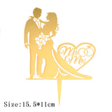 Cakelove 1Pcs Wedding Cake Topper Bride Groom Mr Mrs Acrylic Black Gold Cake Toppers Wedding Decoration Mariage Party Supplies