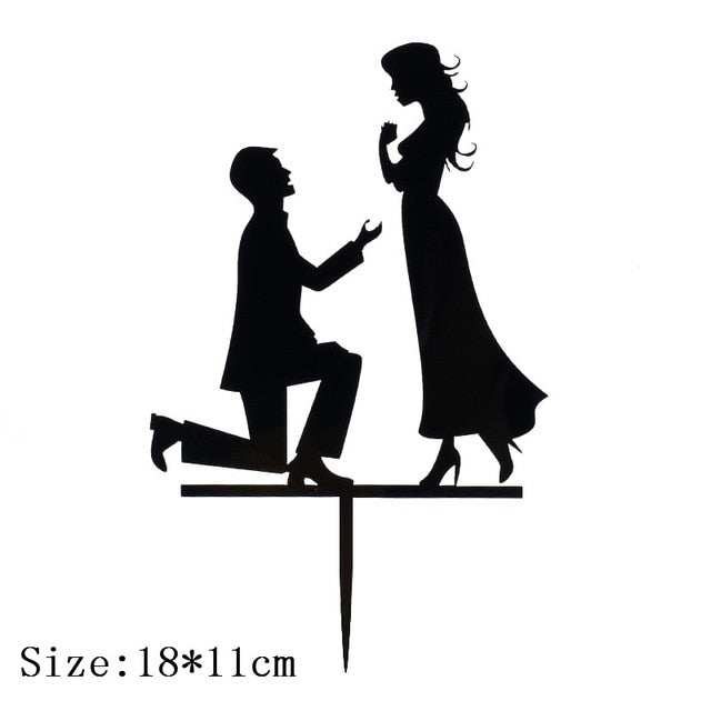 Cakelove 1Pcs Wedding Cake Topper Bride Groom Mr Mrs Acrylic Black Gold Cake Toppers Wedding Decoration Mariage Party Supplies