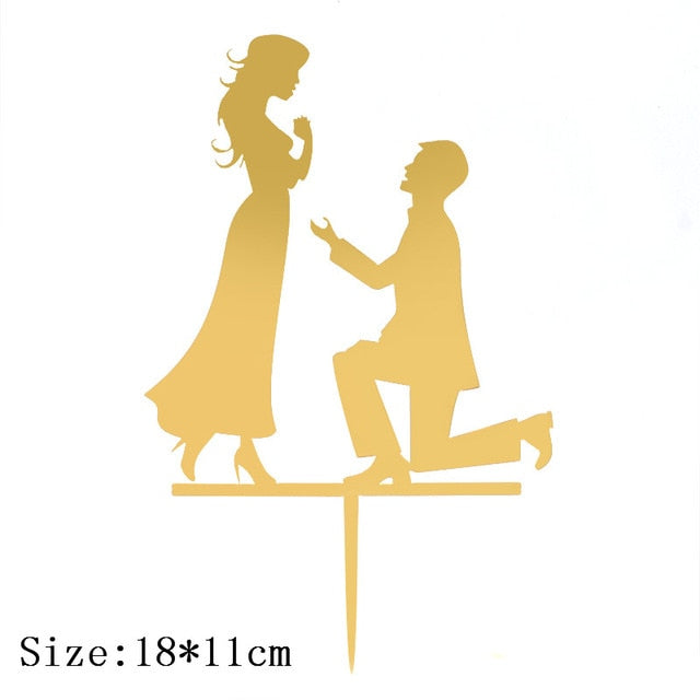 Cakelove 1Pcs Wedding Cake Topper Bride Groom Mr Mrs Acrylic Black Gold Cake Toppers Wedding Decoration Mariage Party Supplies