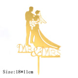 Cakelove 1Pcs Wedding Cake Topper Bride Groom Mr Mrs Acrylic Black Gold Cake Toppers Wedding Decoration Mariage Party Supplies