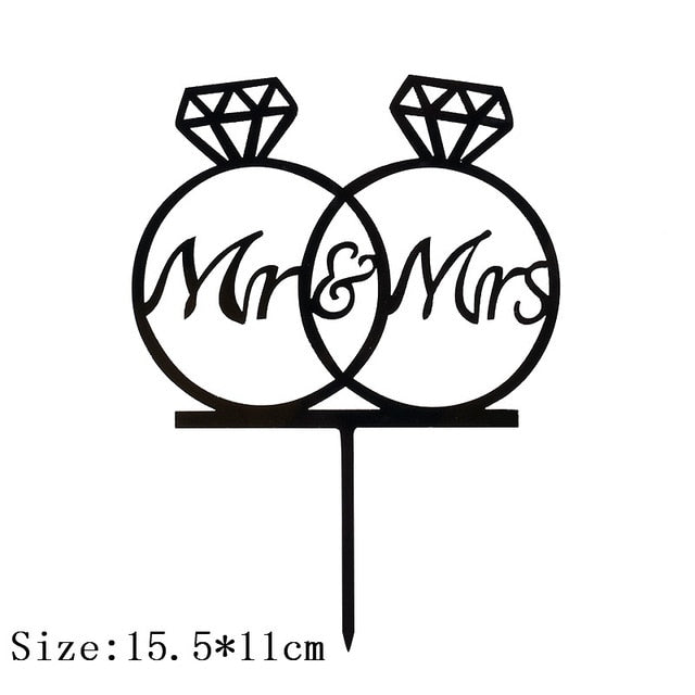 Cakelove 1Pcs Wedding Cake Topper Bride Groom Mr Mrs Acrylic Black Gold Cake Toppers Wedding Decoration Mariage Party Supplies