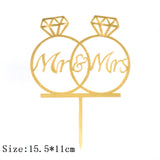 Cakelove 1Pcs Wedding Cake Topper Bride Groom Mr Mrs Acrylic Black Gold Cake Toppers Wedding Decoration Mariage Party Supplies