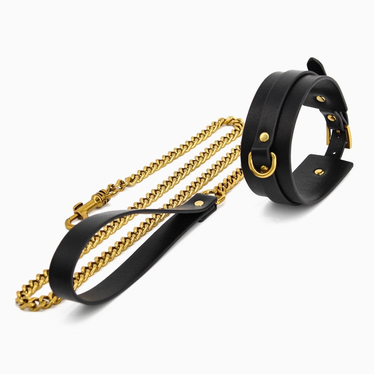 Sexy PU Leather Chain Collar with Leash BDSM Bondage Fetishs Necklace Adult Lingerie Sex Accessories for Woman Jeux Sexuel