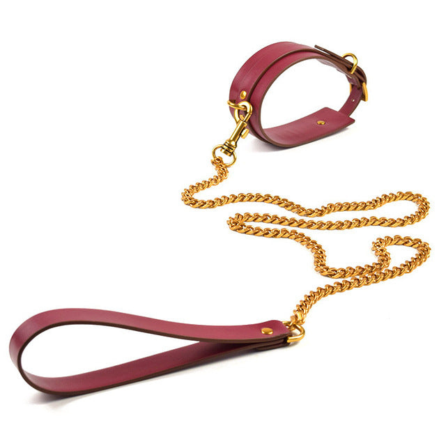 Sexy PU Leather Chain Collar with Leash BDSM Bondage Fetishs Necklace Adult Lingerie Sex Accessories for Woman Jeux Sexuel