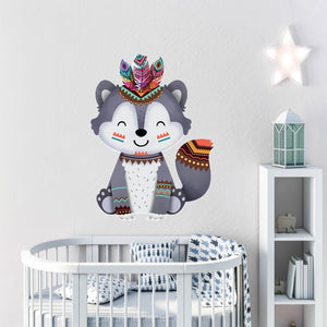 Tribal Woodland Animal Wall Stickers For Kids Rooms Bedroom Habitacion Nursery Home Decor Living Room Decoration Maison Deacls