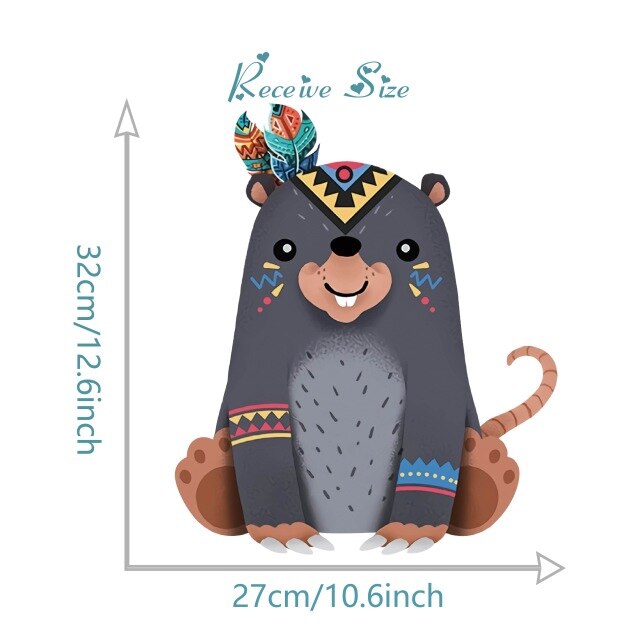Tribal Woodland Animal Wall Stickers For Kids Rooms Bedroom Habitacion Nursery Home Decor Living Room Decoration Maison Deacls
