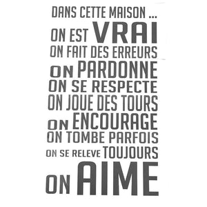 home decoration for French homes"DANS CETTE MAISON" wall sticker house rules vinyl wall stickers home décor-Grey