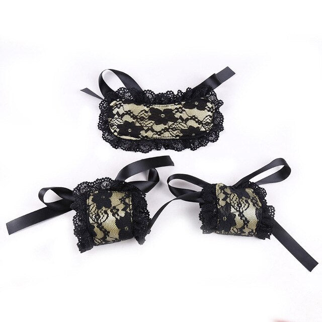 Lace eye mask+handcuffs for sex toys for couple bdsm Handcuffs mask menottes handboeien sex games jeux sexuel couple adult toys