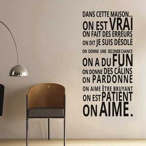 French home decoration Free shipping DANS CETTE MAISON wall sticker house rules vinyl wall stickers home decor ,fr2006