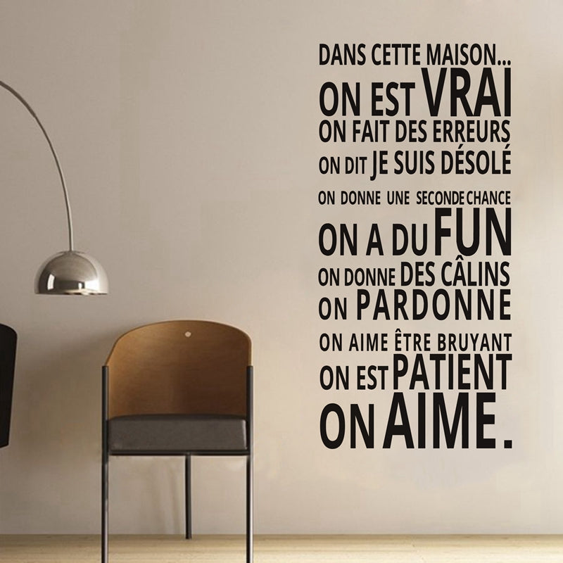 French home decoration Free shipping DANS CETTE MAISON wall sticker house rules vinyl wall stickers home decor ,fr2006