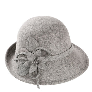 England Style Ladies Wool Fedoras Hats Black White Flower Wool felt Hat Fashion Women Church maison michel Cloche Hat Cap