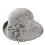 England Style Ladies Wool Fedoras Hats Black White Flower Wool felt Hat Fashion Women Church maison michel Cloche Hat Cap