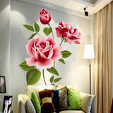 2018 New Arrical Stickers Decoratifs Maison Romantic Love Rose Flower Removable 3D Wall Stickers Home Decor Room Decals