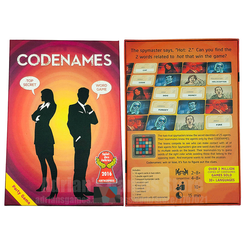 Board Game Codenames 2-8 Players Codename Party Game for Family English Edition Jeux de Societe