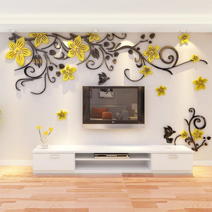 3D Wall Sticker Romantic Flower Sticker Living Room Wall Decals TV Background Decoration Maison Modern Wall Stickers Art Decals