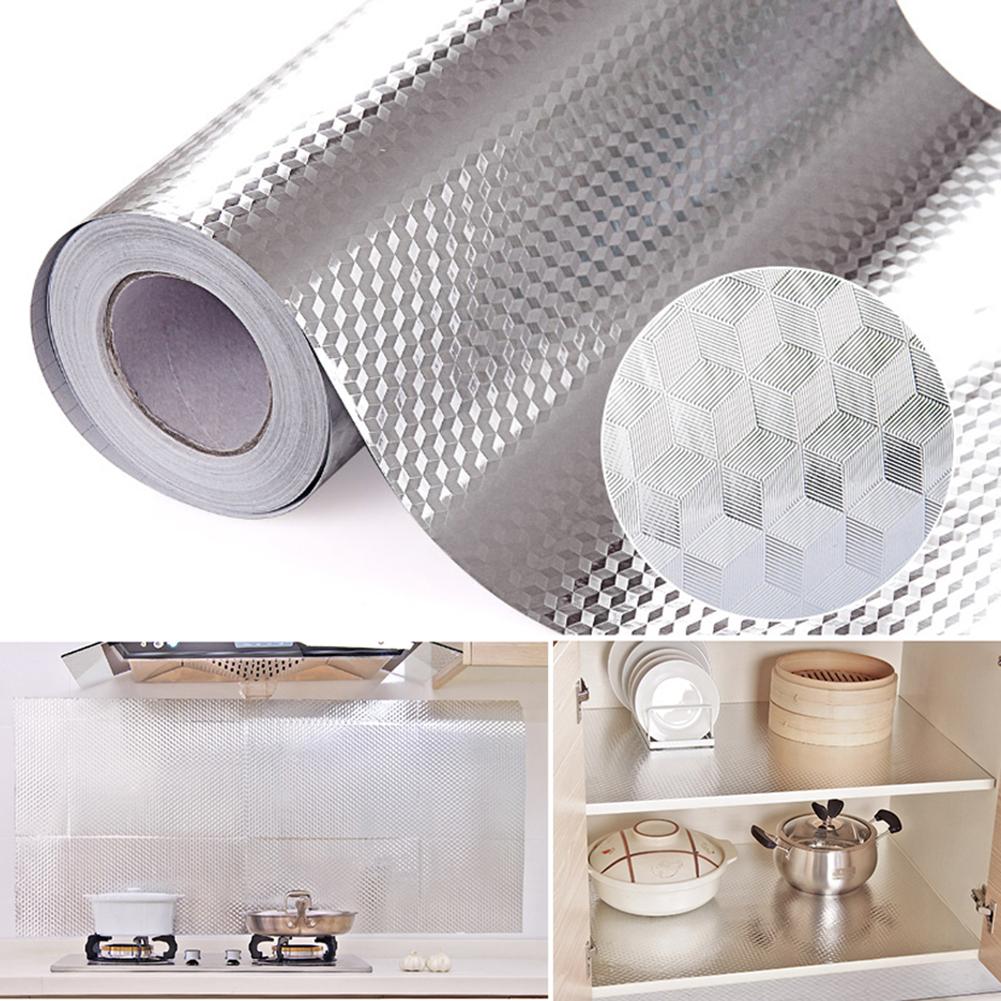 Kitchen Stickers Aluminum Foil Maison Decoration Sticker Self Adhesive Waterproof Wallpaper For Furniture 16