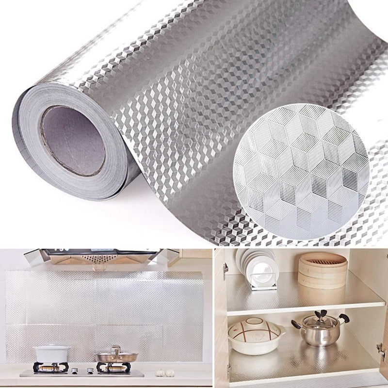 Aluminum Foil Kitchen Stickers Maison Decoration Sticker Self Adhesive Waterproof Wallpaper For Furniture